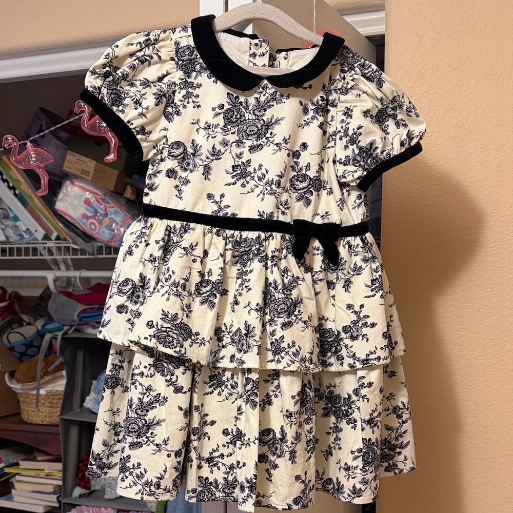 Janie and Jack Black and Cream Floral Dress